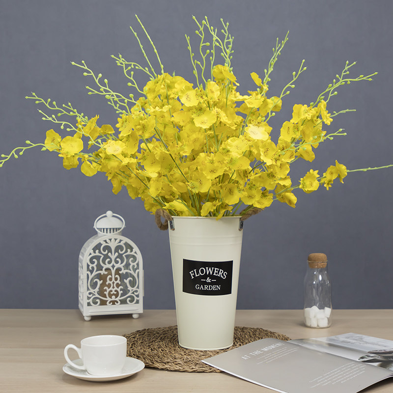 Silk flowers Simulation flowers Creative indoor home window fitting dining table pastoral iron drum decoration