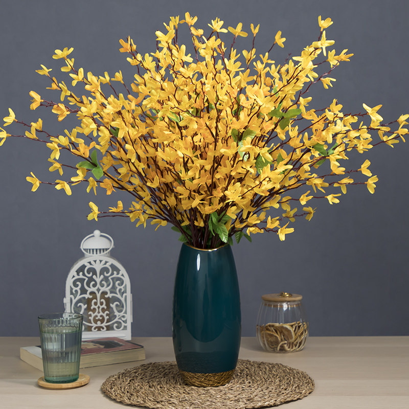 Welcome spring flower living room home decoration yellow azalea simulation flower fake flower net red decoration flower small yellow flower desktop bouquet