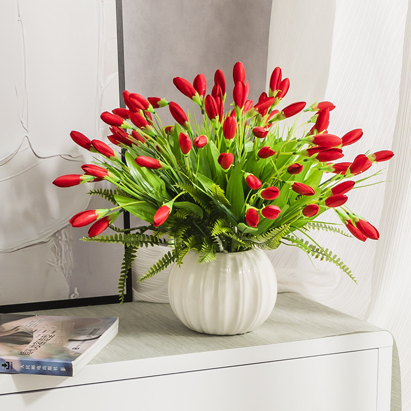 Fake flower living room decoration Flowers placed on the table Vase plus artificial flower bedside table potted bedroom placement