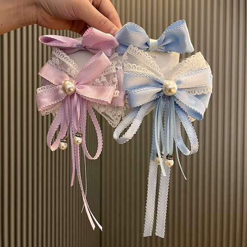 Милая японская розовая заколка для волос с бантиком, шпильки для волос, аксессуар для волос, стиль Лолита