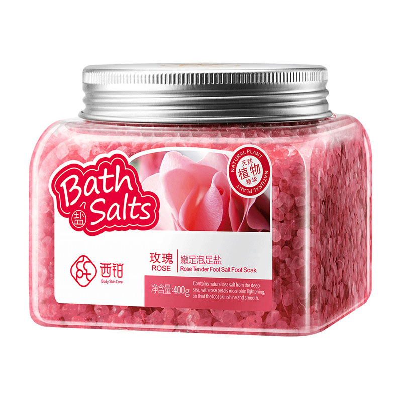 ccpt/西铂 玫瑰嫩白足浴盐 去角质泡足盐去死皮泡脚盐沐足粉400g