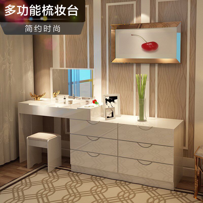 Dresser bedroom multifunctional combination Simple modern desk TV cabinet dressing table storage solid wood