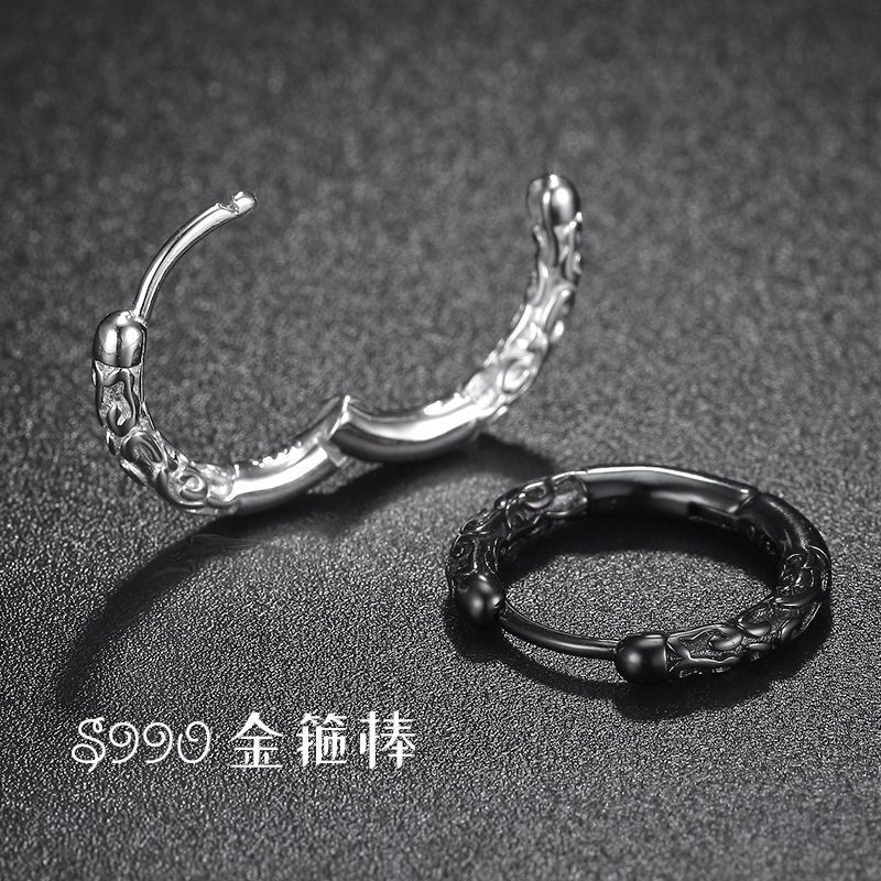 99 ear needle ear needle men's earrings 2020 new trendy personality single trendy male temperament gold hoop stick female hee