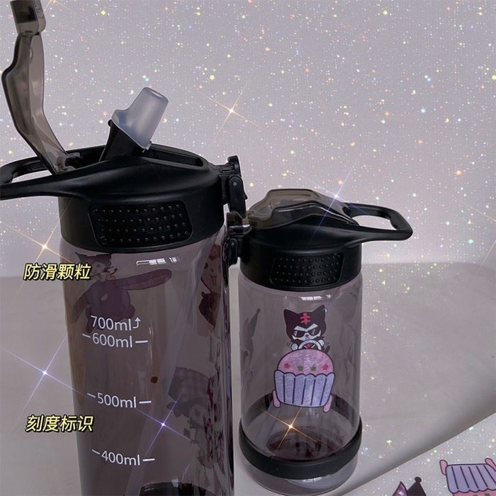 Summer sports big water cup cute Kulomi sticker plastic straw cup portable face value space cup