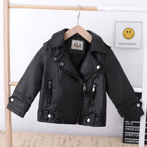 Childrens clothing childrens leather jacket 2021 Spring and Autumn new small childrens lapel foreign baby motorcycle coat