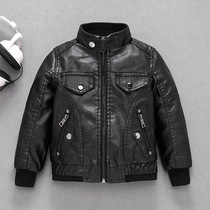 Childrens clothing boys leather jacket 2021 Spring and Autumn New Korean version of childrens handsome locomotive coat