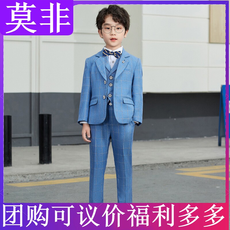 New boy suit Western-style flower boy handsome Han version Blue G Children's suit Piano chairs a photography performance gown