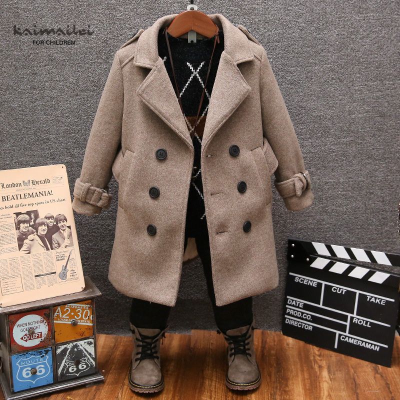 Boy Great Coat Autumn Winter New Plus Suede Jacket 2022 Tide Version Children Thickened Outerwear Jacket for long version of children's jacket