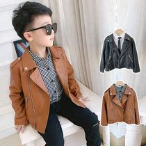 Boy leather clothing childrens leather jacket locomotive jacket 2021 New Korean spring and autumn casual short black handsome