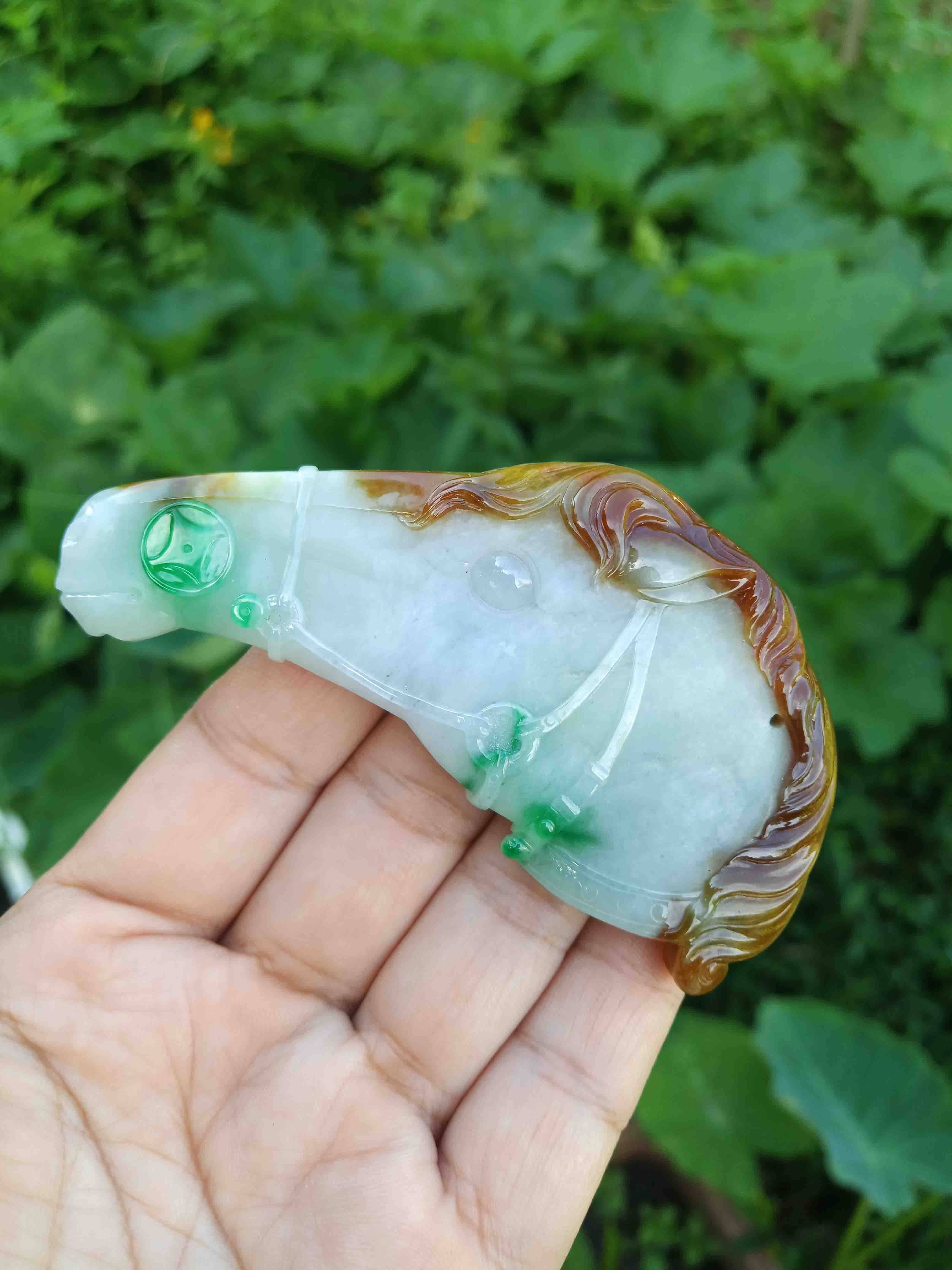 Horse to successful life Xiao Cuu color playful Fancy Sculpture Old Pit A Goods Emerald Pendant Pendant Handlebar Playpiece