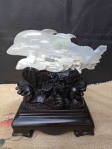 Riding the wind and waves and striving for the upper reaches of the world good things come in pairs ice species green material dolphin petrified jade carving ornaments tree fossil S03#