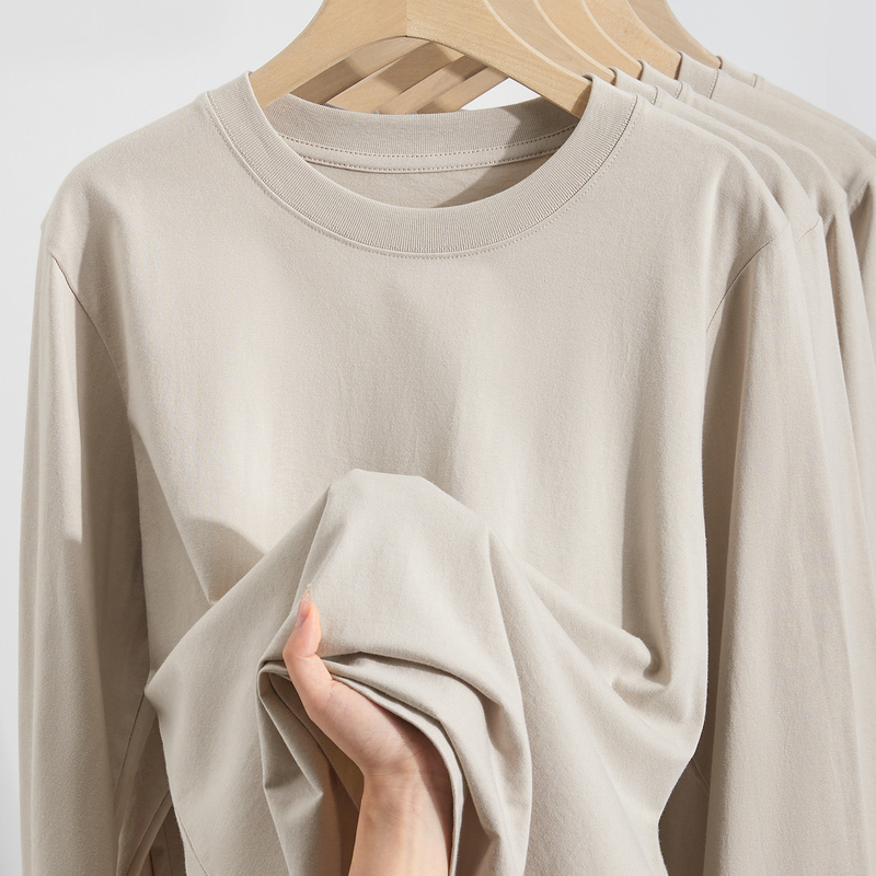 (Emphasis on the Fabric) Xinjiang Pure Cotton Heavyweight Long-Sleeve T-Shirt for Men and Women, Spring and Autumn Base Layer, Round-Neck Sweatshirt (Emphasis on the Fabric) Xinjiang Pure Cotton Heavyweight Long-Sleeve T-Shirt for Men and Women, Spring and Autumn Base Layer, Round-Neck Sweatshirt