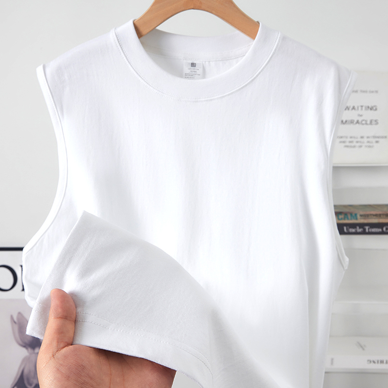 (100% Cotton) 230g Xinjiang Pure Cotton Vest for Men and Women, Sports Fitness Sleeveless Vest, Solid Color Short-Sleeved T-Shirt for Summer