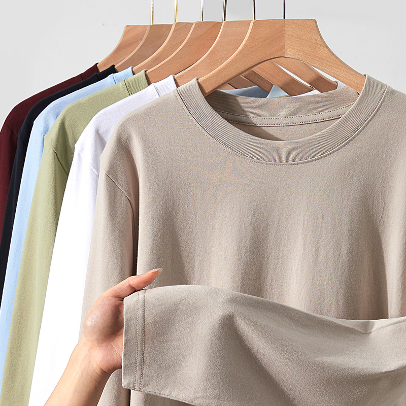 (100% Cotton) 230g Heavyweight Pure Cotton Base Layer Shirt for Men, Spring and Autumn Sweatshirt, Pure White Long-Sleeve T-Shirt, Inner Layer for Autumn Wear (100% Cotton) 230g Heavyweight Pure Cotton Base Layer Shirt for Men, Spring and Autumn Sweatshirt, Pure White Long-Sleeve T-Shirt, Inner Layer for Autumn Wear