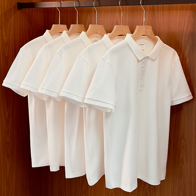 (Buy One, Get One Free) 230g Heavyweight Short-Sleeved Polo Shirt Men's Collared T-Shirt Business Shirt Summer Top Women's
