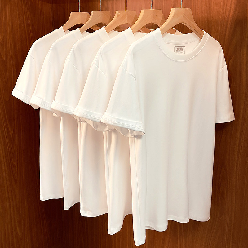 【防水・防油・防汚】新疆長繊維綿の三方防水白Tシャツ、純綿半袖Tシャツ、ユニセックス万能サマートップ