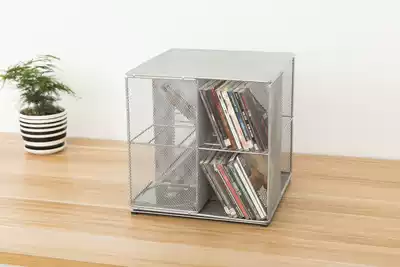 Desktop rotating CD storage shelf European and American fashion metal grid creative home office storage finishing