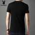 Playboy trắng t-shirt nam 2020 mùa hè của nam giới vòng cổ áo ngắn tay đáy hẹn hò nửa tay áo in sửa của nam giới 