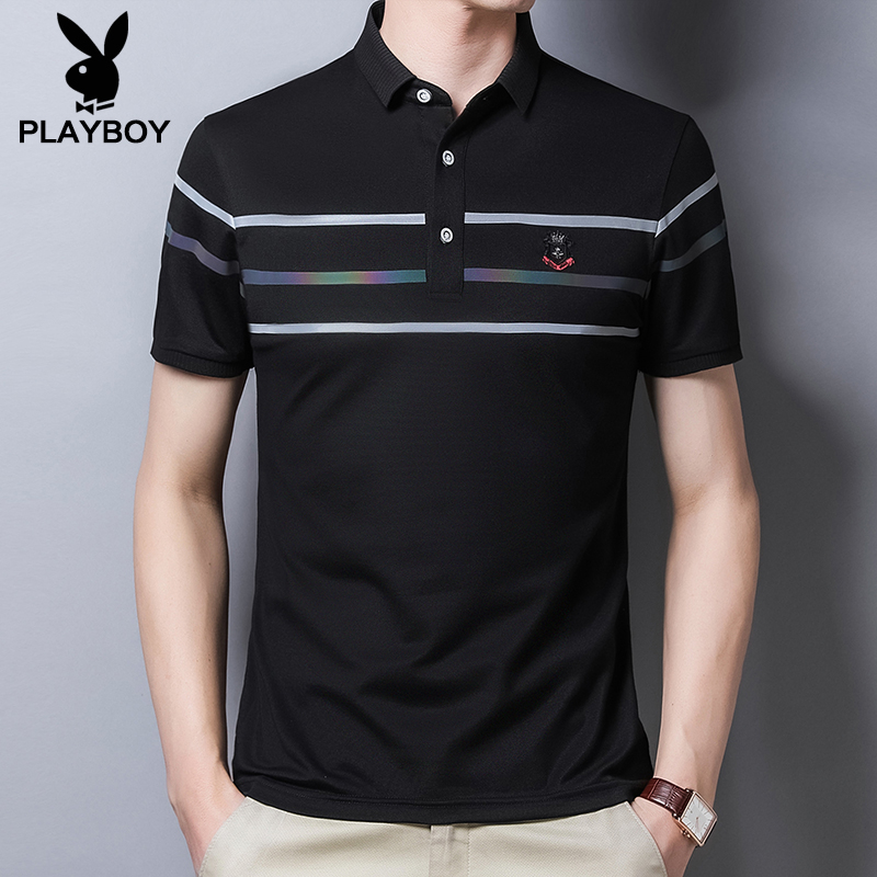 ngắn tay t-shirt 2020 mùa hè ve áo lụa bông nửa tay áo polo Nhật nam T-shirt T-shirt Playboy nam