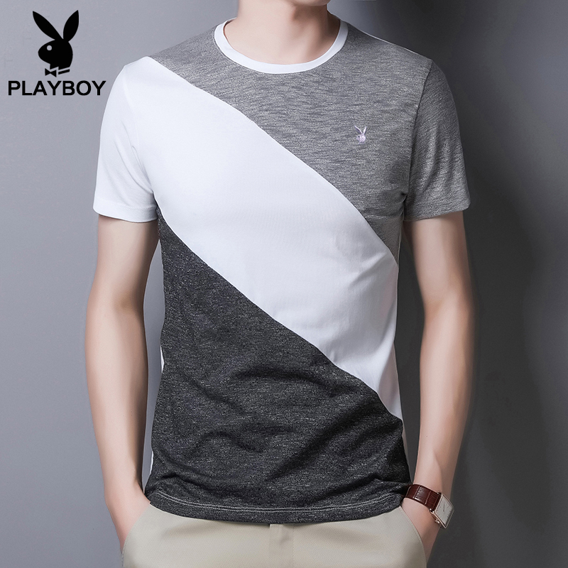 Playboy nam ngắn tay xu t-shirt mùa hè váy vòng cổ áo thương hiệu thiết kế cảm giác hit màu áo thun quần áo của nam giới nam