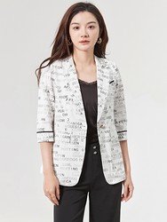 Limited time ~ Shopping mall withdrawal cabinet GZ0K0001 Letter Full Printing Advanced A sense of buckle suit female spring