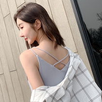 Chiffon camisole vest female summer wear thin sexy top new V-collar double-layer base inside wild loose