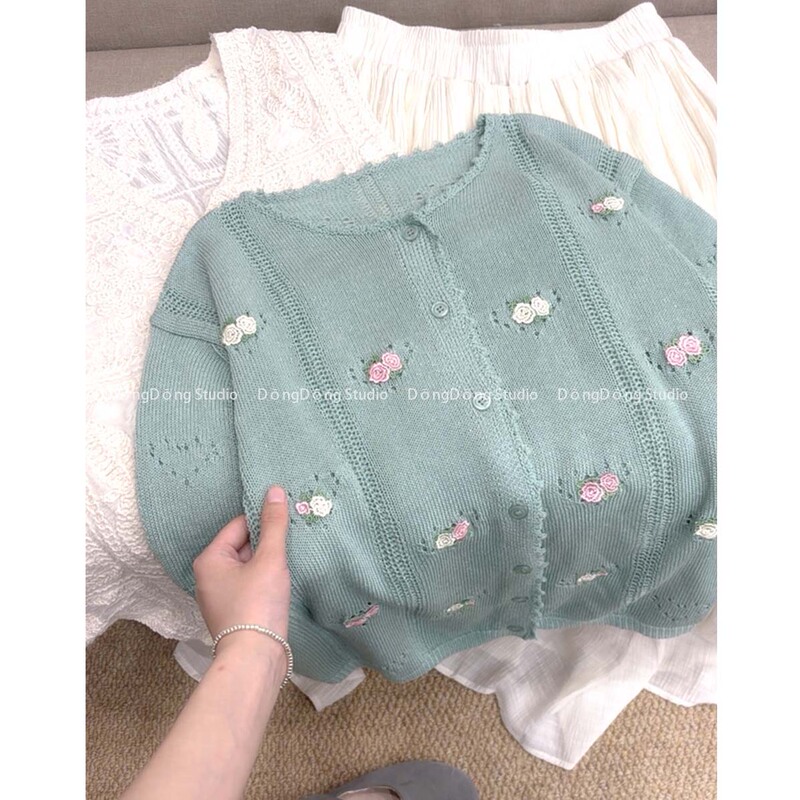 So Beautiful!/Mint Green/Short-Sleeved Knitted Cardigan for Women [Length 56cm, Bust 96cm] 9107