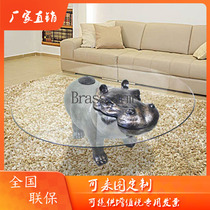Brass arm personality tea table creative hima tea table villa art decoration Nordic luxury animal tea table