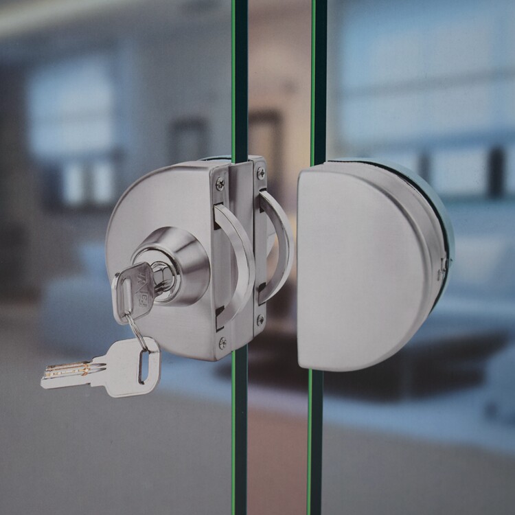 Semicircular stainless steel no-frame glass door lock push-and-pull mobile door storefront mall office gate