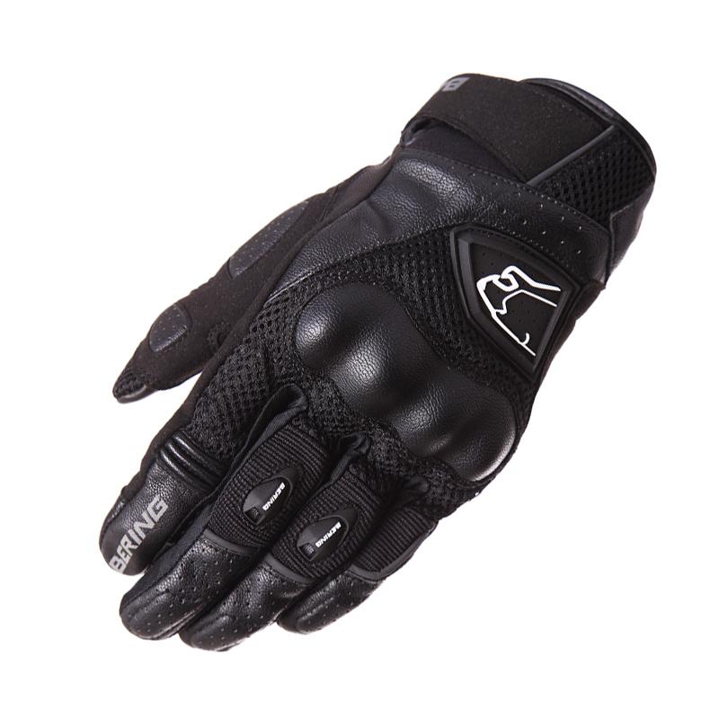 French BERING white bear mixed leather motorcycle retro street commuter riding gloves breathable anti-fall