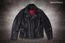 Formal heart metal heart Harley style slashed zipper motorcycle riding leatherback cowhide