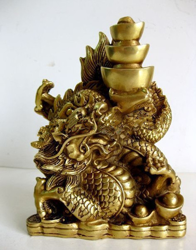 Bronze dragon pendulum piece Sheng Xiao Longyuan Bao Qinglong office Living room desktop furnishing Home Decorative Craft Gift