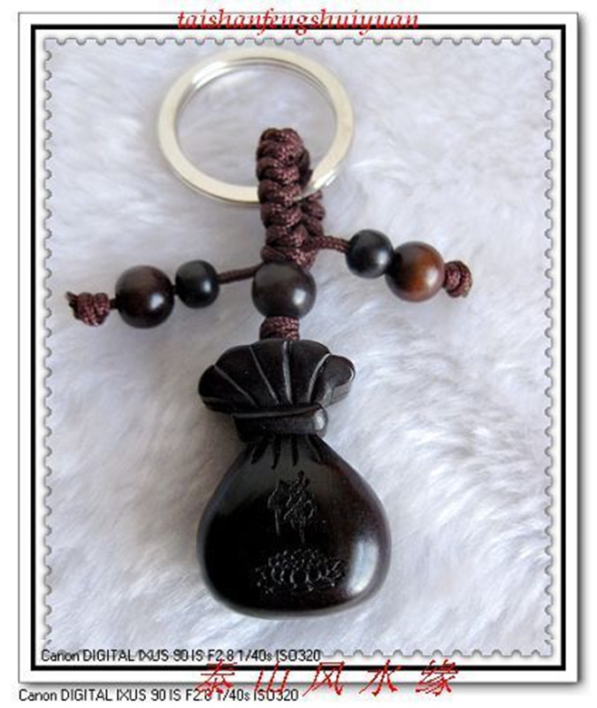 Sandalwood Buddha purse keychain bag jewelry Keep wealth help luck Nafu Peace mascot Men's and women's gifts