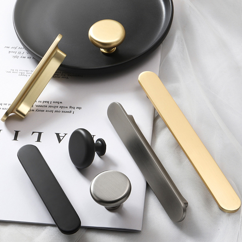 Northern Europe light luxury high-end cupboard door handle modern minimal wardrobe drawer dressful and thick zinc alloy furniture handle