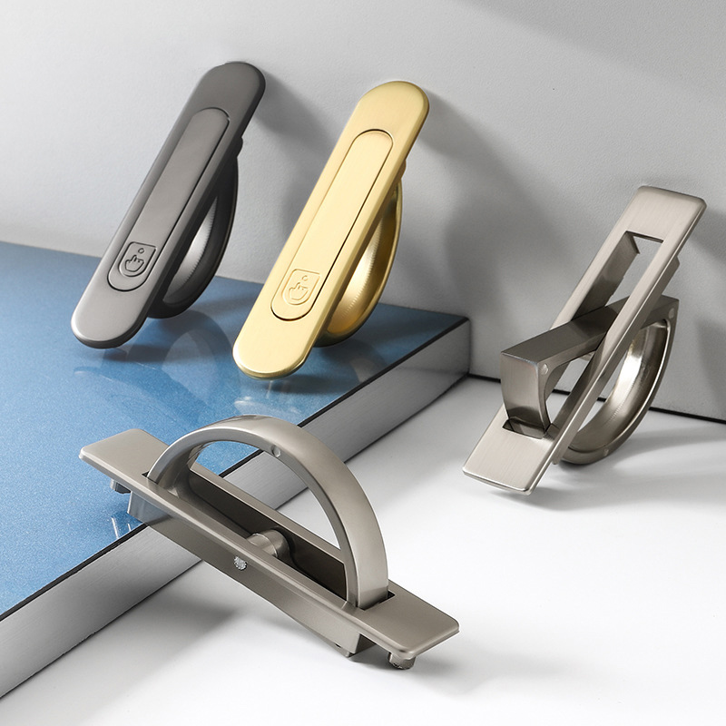 Modern light luxury high-end invisible built-in small handle Japanese-style tatami table drawer furniture hidden handle flat buckle