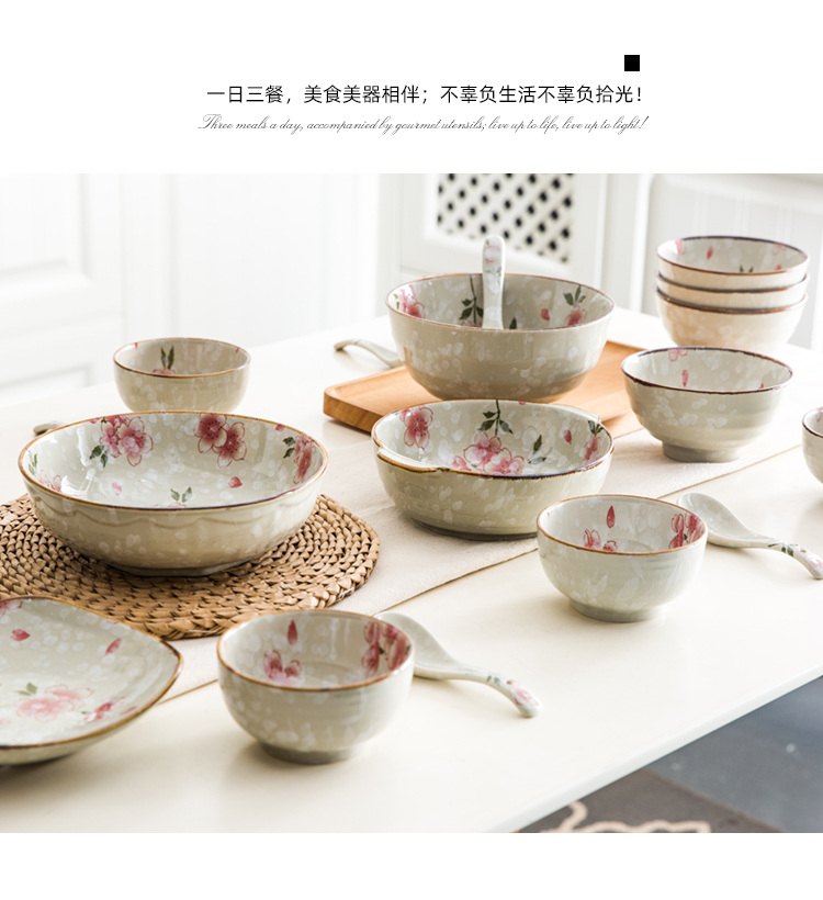 Japanese tableware ceramic dishes home cherry blossom put soup bowl bowl size 0 home the rainbow such to use single soup plate