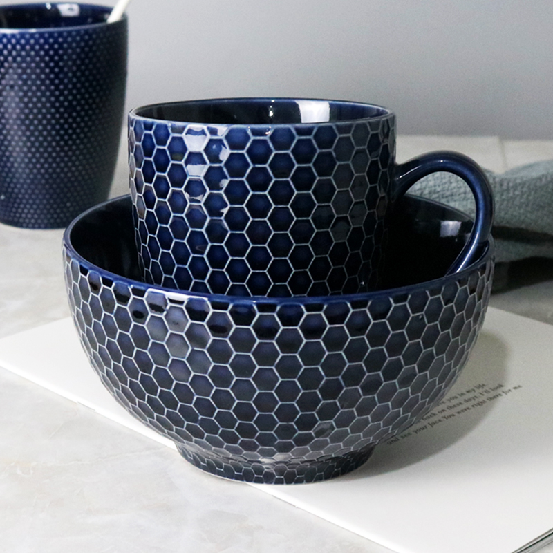 Nordic ceramic tableware, creative bowl bowl of soup bowl rainbow such to use individual household students mark cup combination suit and lovely