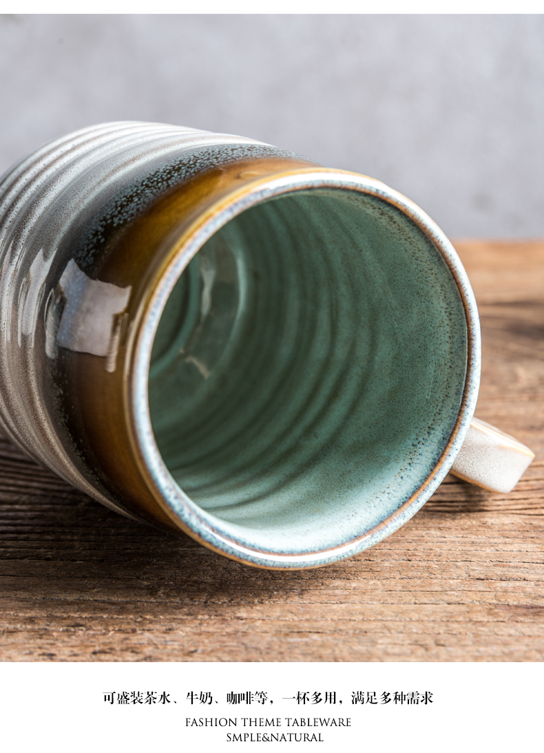 Creative contracted mark cup home move retro large - capacity glass ceramic cup knocked up a cup of coffee milk cup