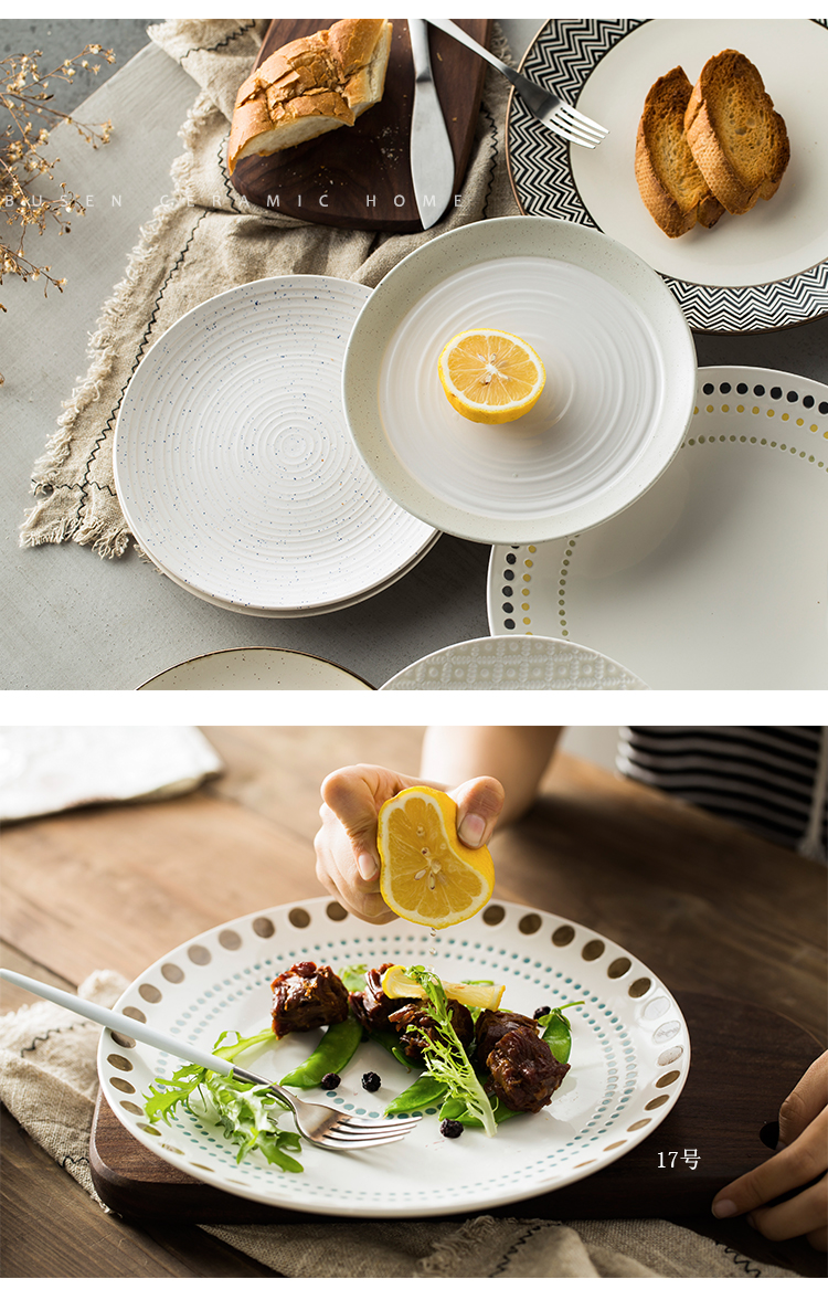 Plate Plate home European creative ceramic tableware steak snack dish dish move pasta dish plates breakfast tray