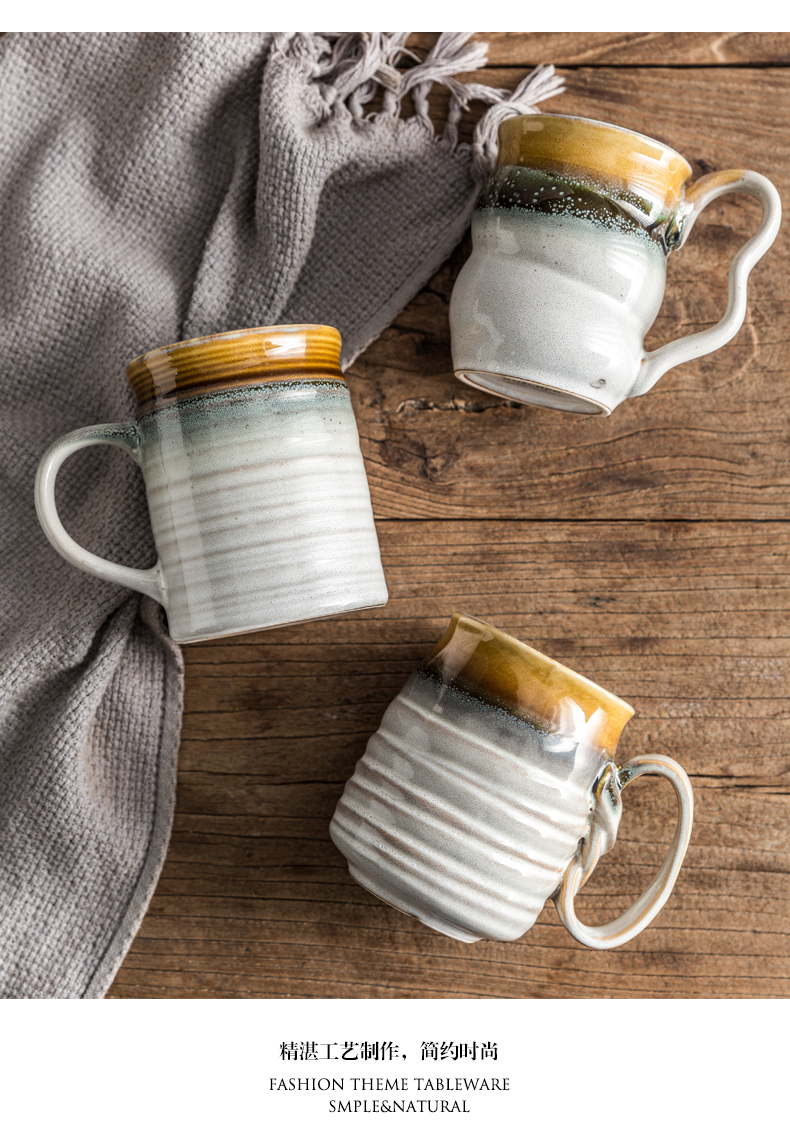 Creative contracted mark cup home move retro large - capacity glass ceramic cup knocked up a cup of coffee milk cup