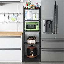 Kitchen crevice storage shelf Refrigerator crevice shelf Floor-to-ceiling multi-layer rice cooker pot rack Microwave oven storage shelf