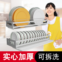Bowl rack Drain rack Wall-mounted non-perforated household stainless steel dish rack Wall storage rack Kitchen shelf