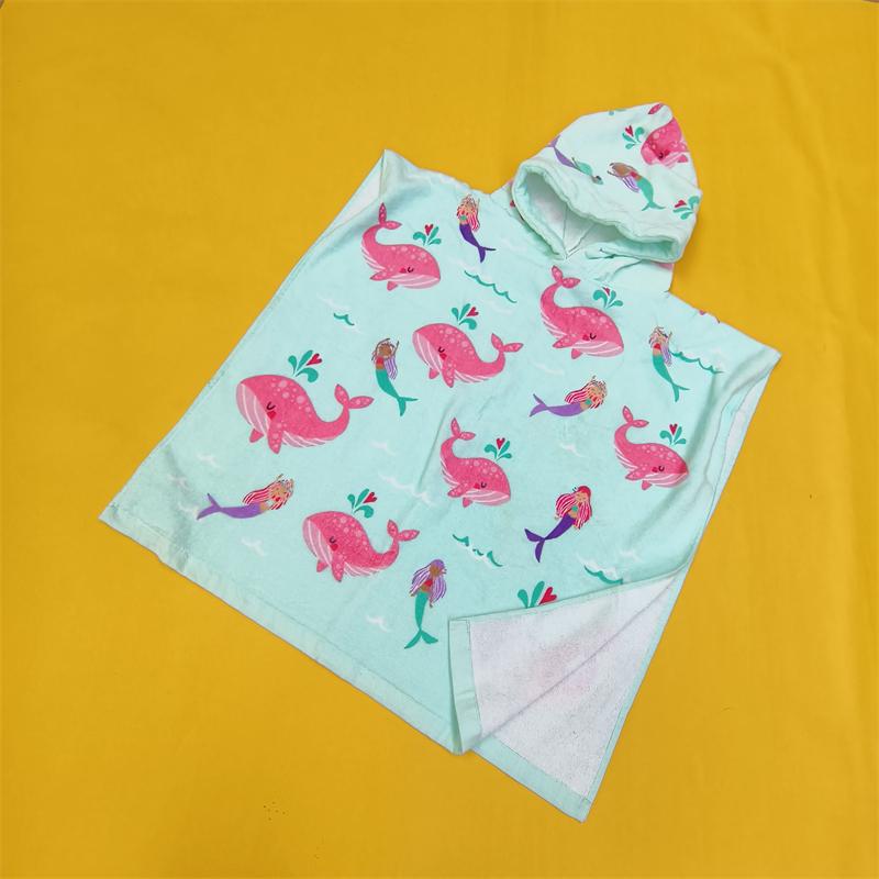 Foreign Trade Order Surplus Mermaid Princess Pure Cotton Children's Bath Absorbent Towel Swimming Hot Spring Windproof Poncho