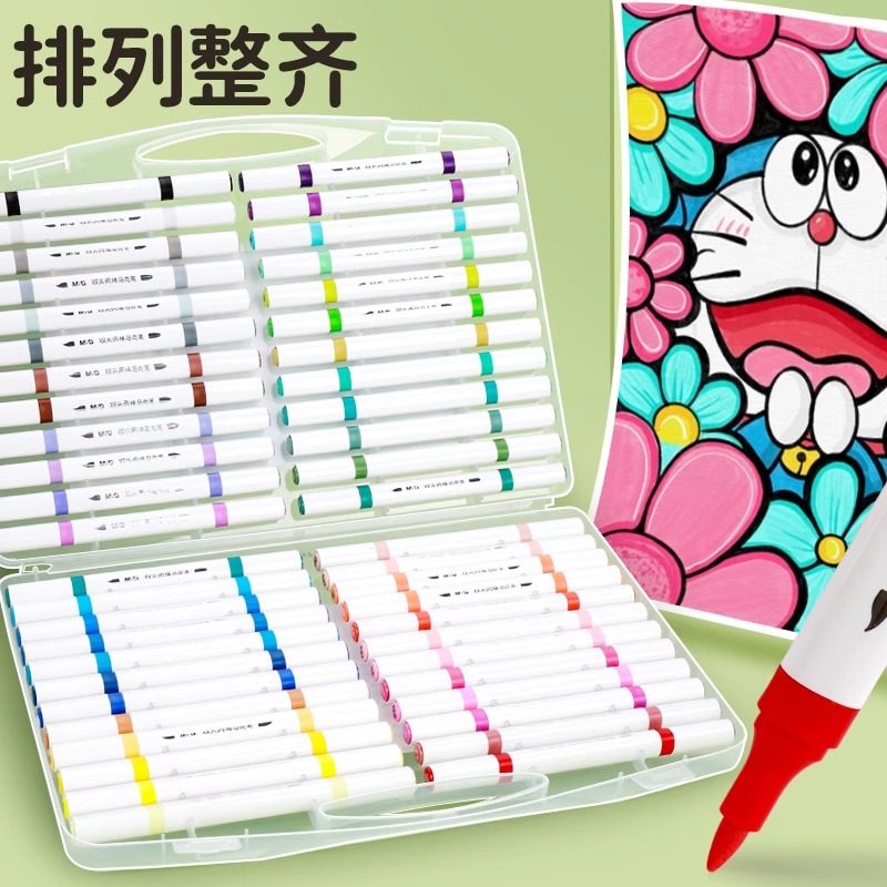 Morning Light Acrylic Marker Pen Opaque Color Stackable Guka Kidsren and Students Special Art Double-Headed Waterproof Hand-Painted Book DIY Non-Toxic Washable 24-Color Watercolor Brush White High-Gloss Graffiti