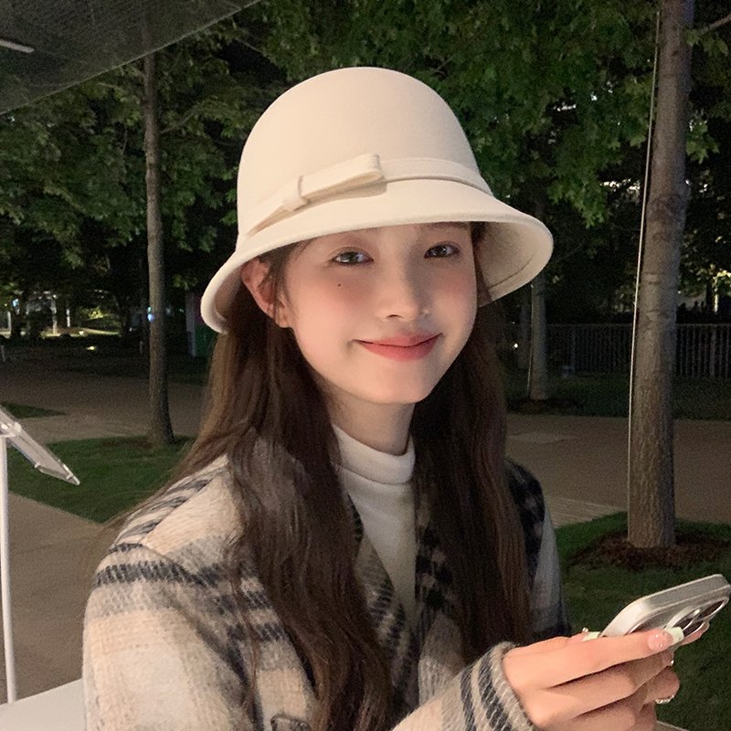 【頭が丸くない】ヘップバーン風オーストラリアウール漁師帽子秋冬フレンチレトロ小シャネル風エレガント帽子