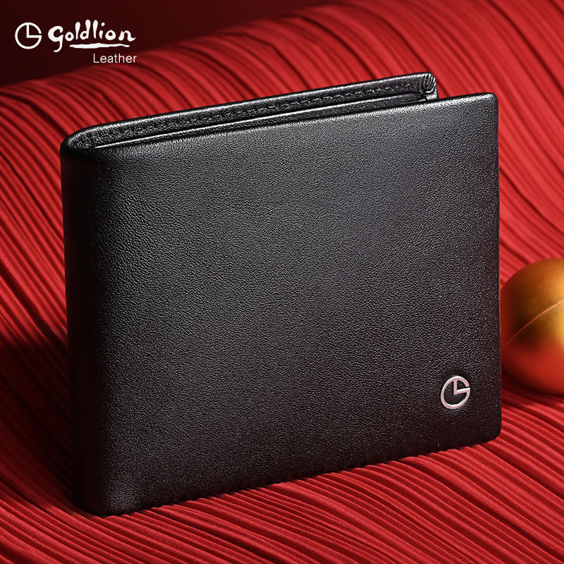 Goldlion Men's Wallet Genuine Leather 2026 New Model Short Wallet Driver's License Holder Gift Box