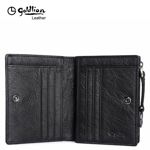 Бумажник, мужской короткий кошелек с молнией, кожаная сумка, из натуральной кожи, 2020