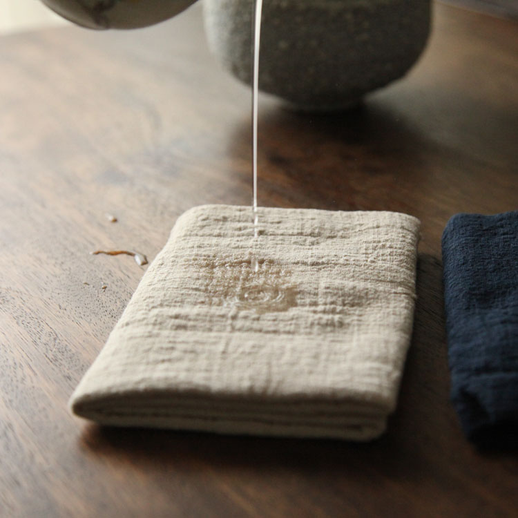 Self-reserved tea towels washed cotton linen thickened Zen-style Absorbent Cloth Upscale Tea Aisle Two