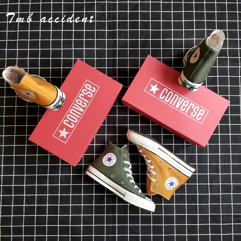Converse Converse 1970s Giày cao gót màu xanh lá cây quân đội màu xanh da trời Samsung tiêu chuẩn 159622C 159771C giày thể thao