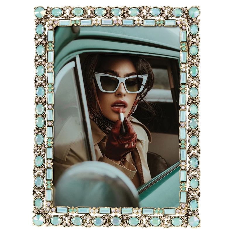 Now Imported from New York's Lower City Park, Oliviariegel Blue Moon Gemstone Crystal Enamel Photo Frame